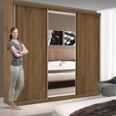 Ver mais imagens de Guarda-Roupa Casal 3 Portas de Correr e 3 Espelhos Rubi Yescasa Marrom/Freijó