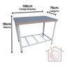 Mesa Bancada Serviço Manipulação Alimentos Tampo Inox 180x70 Duralinea Mesa Restaurante Cozinha Banc - 2