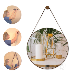 Espelho Adnet Decorativo Redondo Banheiro Antigo 60cm + Pino Suporte