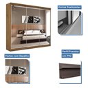 Ver imagem 3 de Guarda-Roupa Casal 3 Portas de Correr e 9 Espelhos Ivy Yescasa Marrom/Freijó
