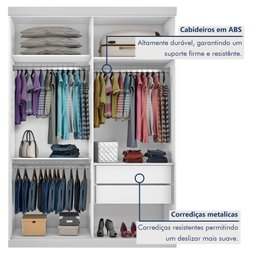 Guarda-roupa Solteiro 2 Porta de Correr 2 Gavetas Nala Espresso Móveis - 4