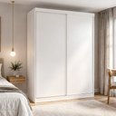 Ver imagem 1 de Guarda-Roupa Solteiro 2 Porta de Correr 2 Gavetas Nala Yescasa Branco