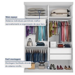 Guarda-roupa Solteiro 2 Porta de Correr 2 Gavetas Nala Espresso Móveis - 6