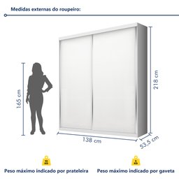 Guarda-roupa Solteiro 2 Porta de Correr 2 Gavetas Nala Espresso Móveis - 8
