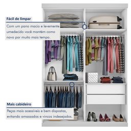 Guarda-roupa Solteiro 2 Porta de Correr 2 Gavetas Nala Espresso Móveis - 7