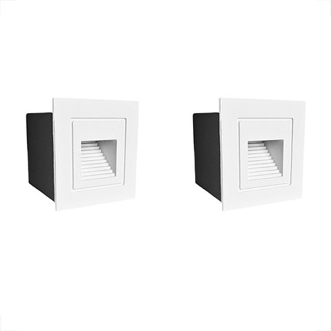 2 Balizador de Parede Branco Mini Embutido Garagem Lup75