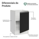 Ver imagem 3 de Balcão de Cozinha 50cm 1 Porta (sem Tampo) Branco/preto Glamy Madesa