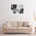 Ver imagem 1 de Quadro Decorativo Preto Cinza Abstrato - 50x70cm:moldura Branca