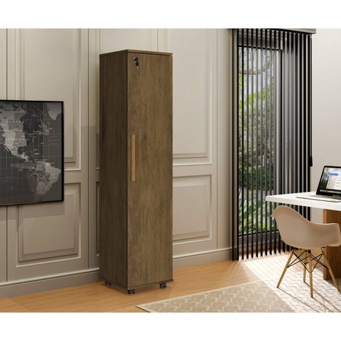 Armário Multiuso Alto 165cm com Chave e Rodízio Jequitiba Lune