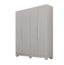 Ver imagem 2 de Guarda Roupa Solteiro 100% MDF 4 Portas 2 Gavetas com Pés 138cm Canadá Branco - Leifer