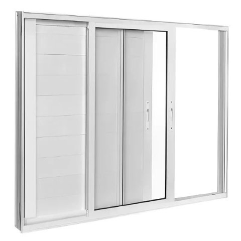 Janela de Alumínio Branco Veneziana Lambril de Correr 3 Folhas Móveis Classic - 1.00 (l) X 1.00 (a)