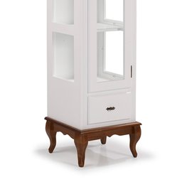 Cristaleira 1 Porta e Laterais em Vidro 3 Prateleiras 60110 Linz Móveis - Branco/Imbuia Glazer - 3