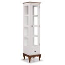 Ver imagem 1 de Cristaleira 1 Porta e Laterais em Vidro 3 Prateleiras 60110 Linz Móveis - Branco/Imbuia Glazer