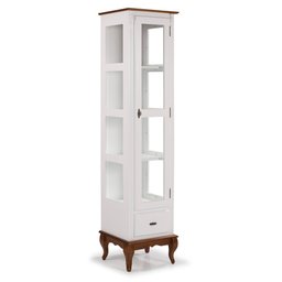 Cristaleira 1 Porta e Laterais em Vidro 3 Prateleiras 60110 Linz Móveis - Branco/Imbuia Glazer - 1