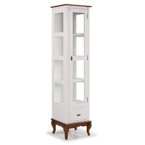 Cristaleira 1 Porta e Laterais em Vidro 3 Prateleiras 60110 Linz Móveis - Branco/Imbuia Glazer