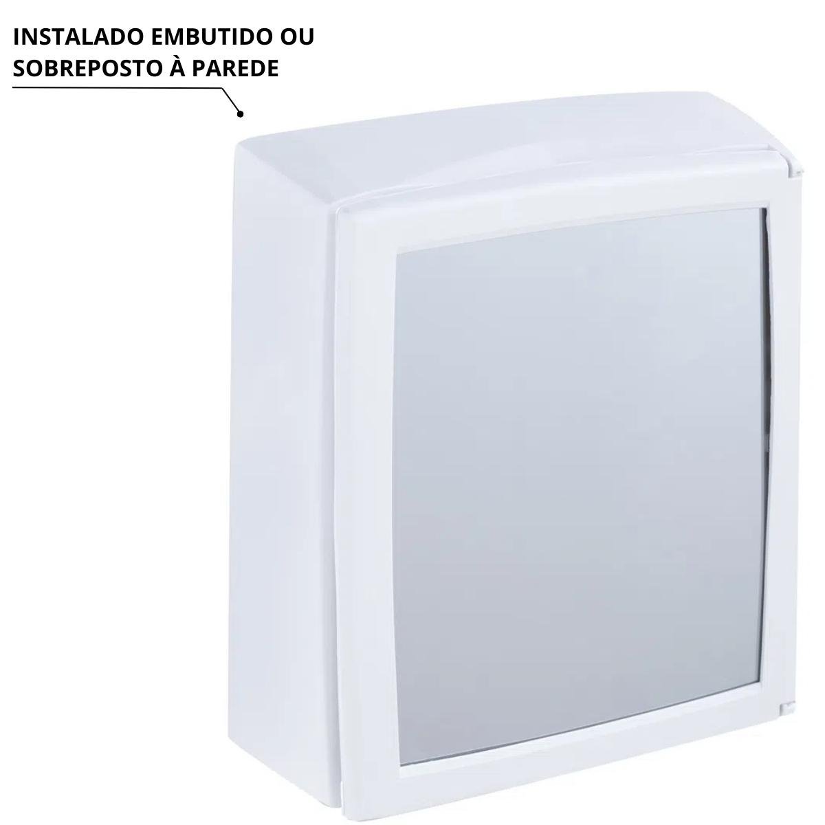Armário Espelheira + Pia Lavatório 4l + Torneira Branca + Sifão Universal Sanfonado + Engate Flexíve - 9