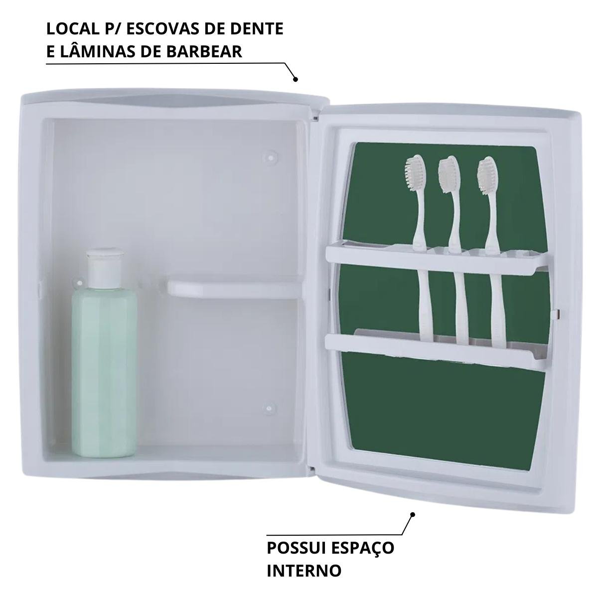 Armário Espelheira + Pia Lavatório 4l + Torneira Branca + Sifão Universal Sanfonado + Engate Flexíve - 8