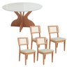 Conjunto Mesa de Jantar Redonda 1,35m com 4 Cadeiras em Mdf - 1