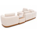 Ver imagem 2 de Sofá Espanhol 7 Lugares Modulado de Canto 245cm x 382cm Courino Caramelo | Bouclé Off White - Sallar