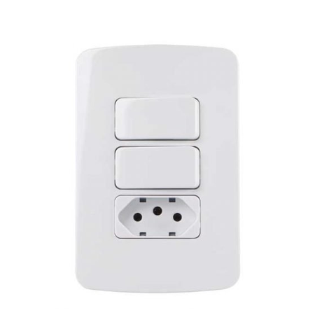 Conjunto 2 Interruptor Simples + Tomada 10a 4x2 B3 Margirius