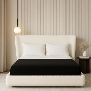 Cama Japonesa com Cabeceira Corea Seo King Bouclé Off White - Sallar Home