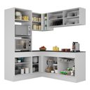 Ver imagem 6 de Armário de Cozinha Completa de Canto com Rodapé Veneza Multimóveis MP2098.891 Branco