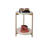 Conjunto Mesa Lunis Sala Abajur Pés Metal Off White/bronze - 5