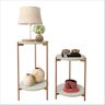 Conjunto Mesa Lunis Sala Abajur Pés Metal Off White/bronze - 2