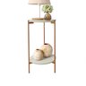 Conjunto Mesa Lunis Sala Abajur Pés Metal Off White/bronze - 1