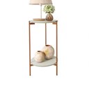 Ver imagem 1 de Conjunto Mesa Lunis Sala Abajur Pés Metal Off White/bronze