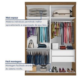 Guarda-roupa Solteiro 2 Porta de Correr 2 Gavetas Nala Espresso Móveis - 6