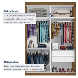 Guarda-roupa Solteiro 2 Porta de Correr 2 Gavetas Nala Espresso Móveis - 7