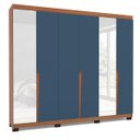 Ver imagem 2 de Roupeiro Casal Porto 6 Portas com Espelho 242x214cm Freijó/Azul 240848