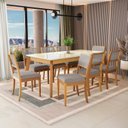 Ver imagem 7 de Kit 2 Cadeiras para Sala de Jantar em Madeira Maciça com Telinha Lola em Linho Bege