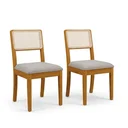 Ver imagem 2 de Kit 2 Cadeiras para Sala de Jantar em Madeira Maciça com Telinha Lola em Linho Bege