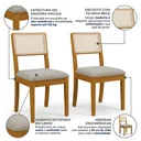 Ver imagem 4 de Kit 2 Cadeiras para Sala de Jantar em Madeira Maciça com Telinha Lola em Linho Bege