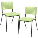 Ver imagem 1 de Kit 02 Cadeiras Empilhável Fixa Escritório Multiuso Base Preta Kimi P03 Verde Claro - Lyam Decor