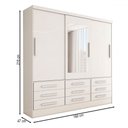 Ver imagem 4 de Guarda-roupa Casal Joris 3 Portas 9 Gavetas com Espelho Branco - Panorama Móveis