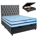 Ver imagem 1 de Conjunto Cama Box Bau Blindado Casal + Colchão Molas Ensacadas Blue Paropas + Cabeceira