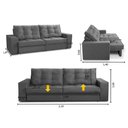 Ver imagem 3 de Sofá Retrátil e Reclinável 2 Lugares 2,10m com Molas Giovana Suede Cinza Cinza