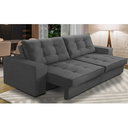 Ver imagem 1 de Sofá Retrátil e Reclinável 2 Lugares 2,10m com Molas Giovana Suede Cinza Cinza
