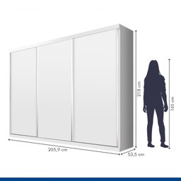 Guarda Roupa Casal Premium Pearl 205,9cm 3 Portas 4 Gavetas Espresso Móveis Branco - 6