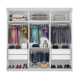 Guarda Roupa Casal Premium Pearl 205,9cm 3 Portas 4 Gavetas Espresso Móveis Branco - 10