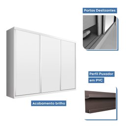 Guarda Roupa Casal Premium Pearl 205,9cm 3 Portas 4 Gavetas Espresso Móveis Branco - 3