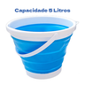 Balde Retrátil 5 Litros Flexível Dobrável Silicone Com Alça:Azul - 3