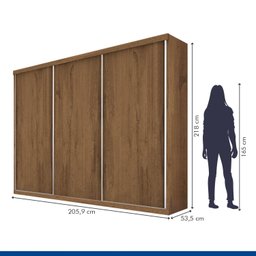 Guarda Roupa Casal Premium Pearl 205,9cm 3 Portas 4 Gavetas Espresso Móveis - 6