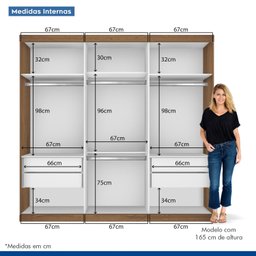 Guarda Roupa Casal Premium Pearl 205,9cm 3 Portas 4 Gavetas Espresso Móveis - 7