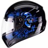 Capacete De Moto Fly F9 Dj Skull 58 Preto Azul - 1
