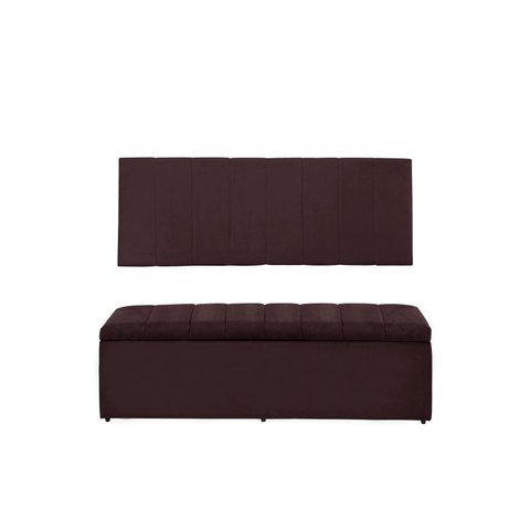 Kit Cabeceira e Calçadeira Vitoria 120 cm Suede Bordô