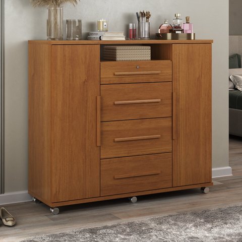 Cômoda Sapateira Versátil 2 Portas 4 Gavetas